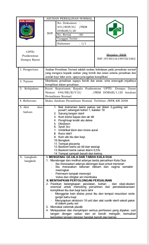 SOP Persalinan Normal